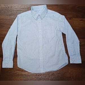 Cat & Jack Long Sleeve Blue/ White Button-up Micro-check Plaid Collared Shirt